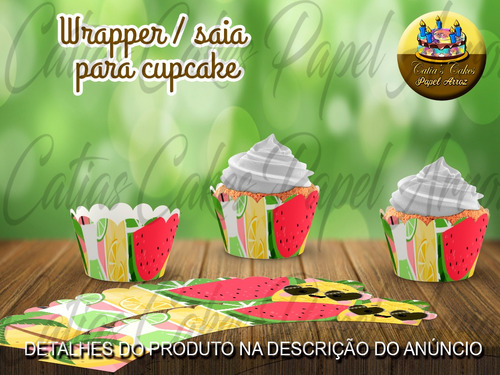  50 Wrappers Saia Para Mini Cupcakes Tropical Verão