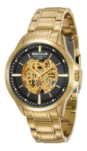 Relógio Masculino Seculus Dourado Automático 20552gpsvda1