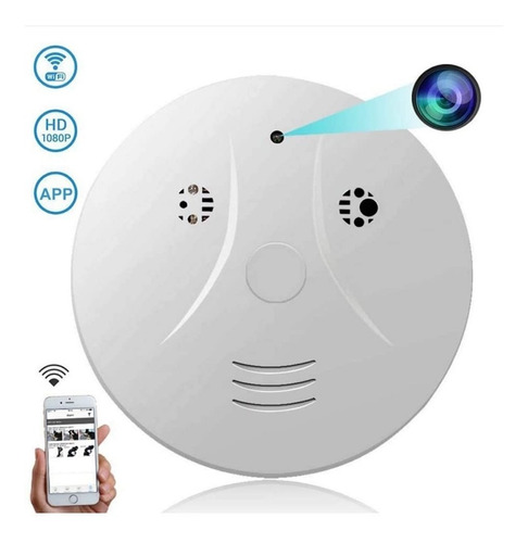 Camara Espia Sensor Detector De Humo Wifi Ip P2p Fullhd Vision Nocturna Max 32gb Video 24/7 App Android Y iPhone De Gogo