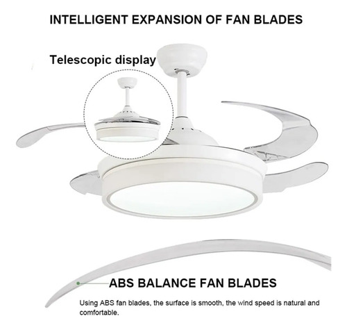 Ventilador De Techo Con Aspas Retractiles Luz Led Oryx 10.7 Cm 50 Hz/ 60 Hz Plateado Transparente Plástico 4