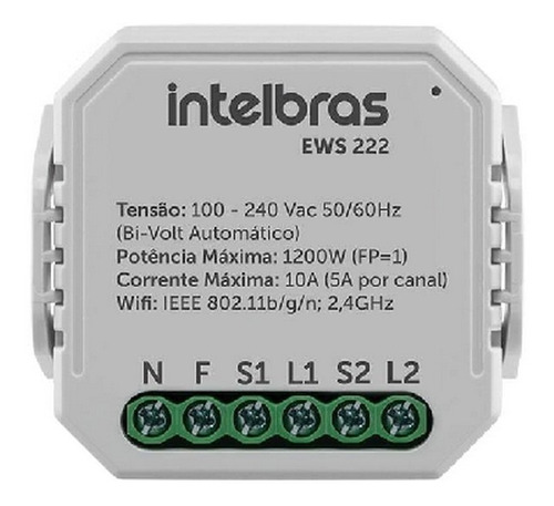 Interruptor Controlador De Cargas Wifi 2/2 Ews 222 Intelbras