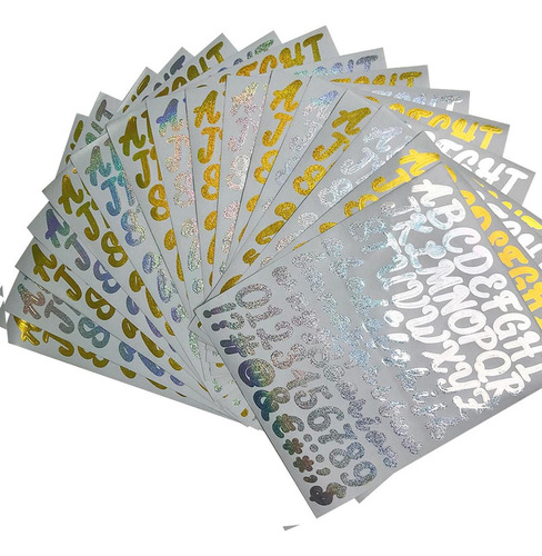 16 Etiquetas Colorido Alfabeto Numero Calcomanías Diy