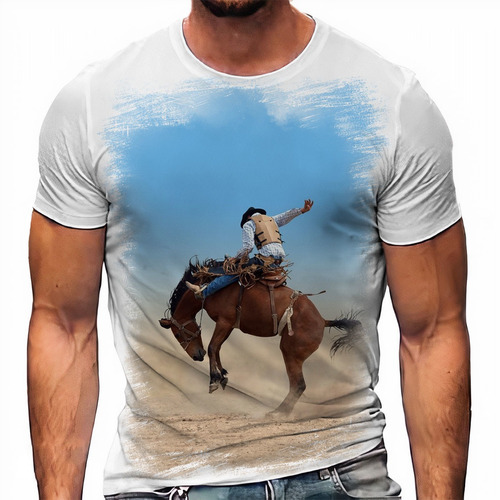 Camiseta Cavalo Cowboy Vaquejada Rodeio A