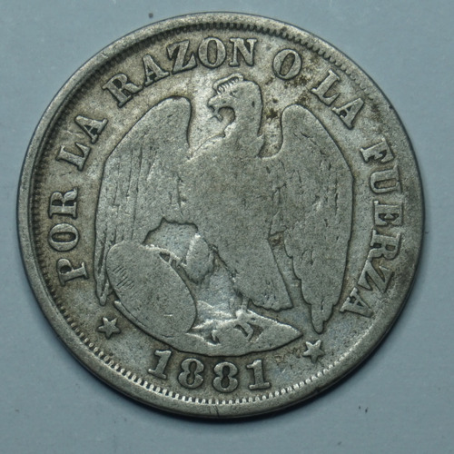 20 Cent - 1881 - Chile - Moneda De Plata 50%