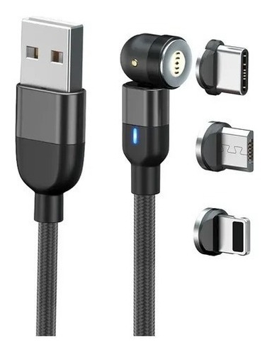 3 Cables Cargador Magnético Rotativo 360 Grados-datos 3 En1