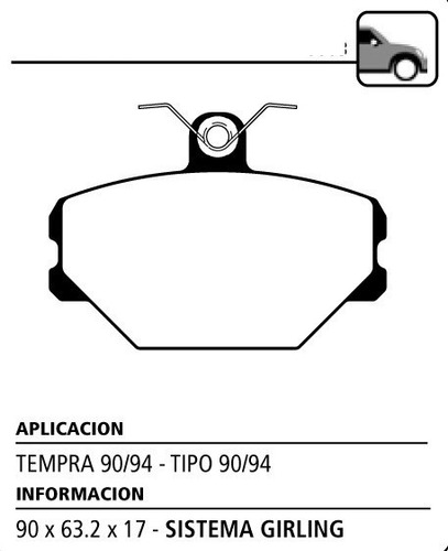 Juego Pastillas De Freno Delanteras Litton P/ Fiat Tipo 90-9