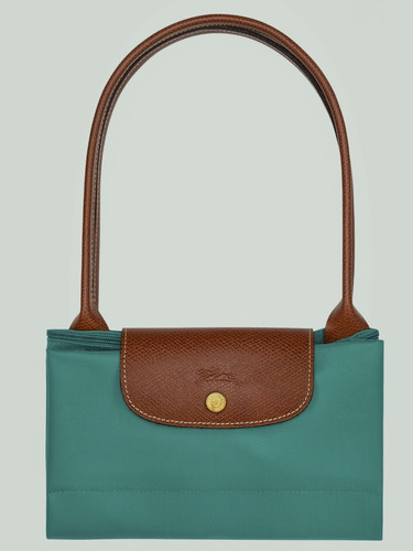 Bolsa Longchamp Le Pliage Verde Eucalipto Grande Verde Lisa Ouro Marrom
