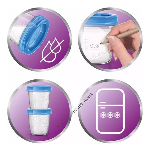 Imagen 6 de 10 de Sacaleche Avent Manual + 10 Tarritos Conserveros Para Leche
