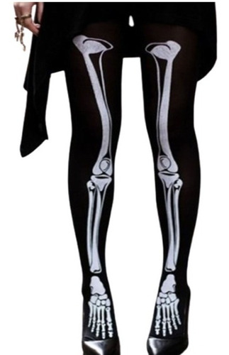 Imagen 1 de 6 de Pantimedia Media Hueso Esqueleto Hallowen Dark Disfraz Envio