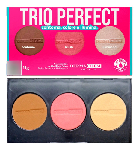 Trio Perfect Contorno, Blush E Iluminador Dermachem J