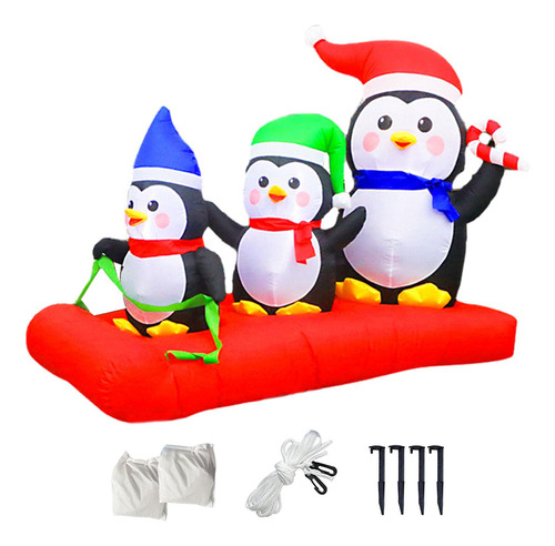 Decoraciones Inflables De Navidad De Pingüino Iluminan El