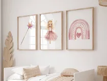 Comprar Cuadros Infantiles Nordicos Set De 3 Nena 30x40 Hada Varita
