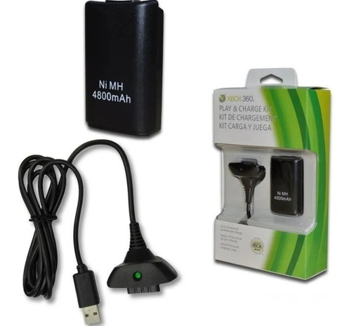 Cable Cargador + Batería 4800mah Xbox 360 Kit Carga Y Juega.