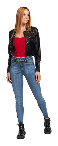 Jeans Mujer Tiro Alto Pitillo 1621 Azul Paradise Jeans