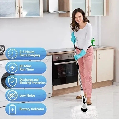 Cepillo Eléctrico Recargable Para Limpieza De Piso