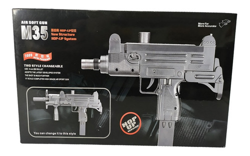 Imagen 5 de 10 de Pistola Subfusil Airsoft Uzi Replica Spring 6 Mm Negra