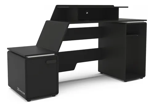 Mesa Gamer E Escritório Xt Racer Space Two - Preta E Branco