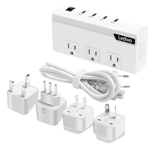 Adaptador De Voltaje Universal 220v A 110v Con 4 Puertos Usb