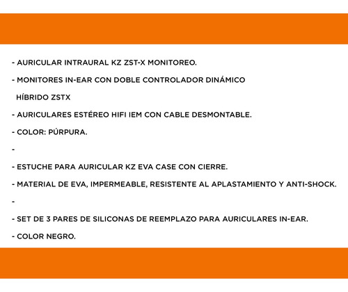 Auricular In Ear Para Monitoreo Kz Zstx + Estuche Y Silicona