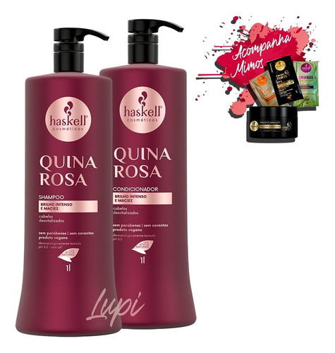 Kit Haskell Shampoo Condicionador Quina Rosa 1l