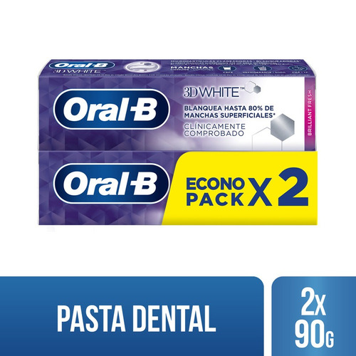 Pasta Dental Oral B 3d White Brilliant Fresh 2 Un X 67 Ml