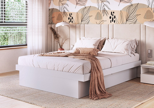 Cama Casal Box Baú 140 Bogotá Branco