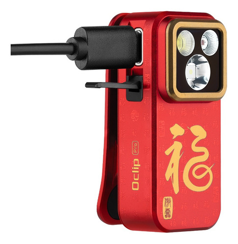 Olight Linterna Oclip Pro - 3 Focos - 500lumens + Luz Roja Blanco Fortune Snake