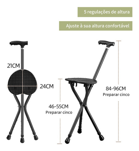 2 Em 1 Cadeira Caminhada Dobrável Camping Portátil Com Luz