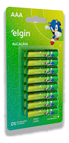 16 Pilhas Baterias AAA Elgin Alcalina 3A Palito 1 Cartela