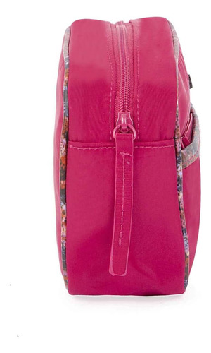 Cloe - Cosmetiquera Mediana Textil Para Mujer Color Magenta Diseño De La Tela Liso