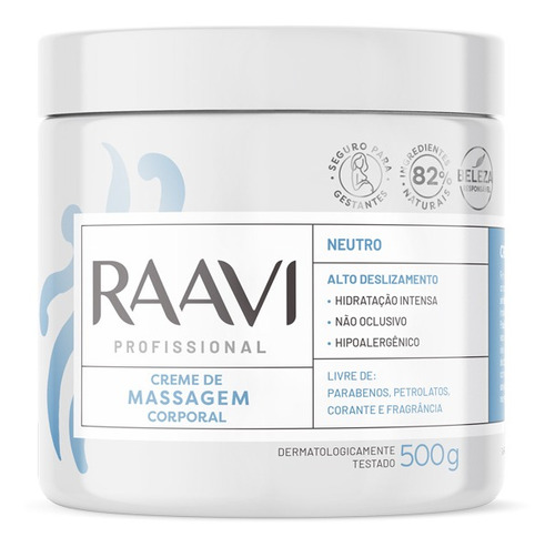 Creme De Massagem Neutro Corporal 500g Raavi Tipo De Embalagem Pote