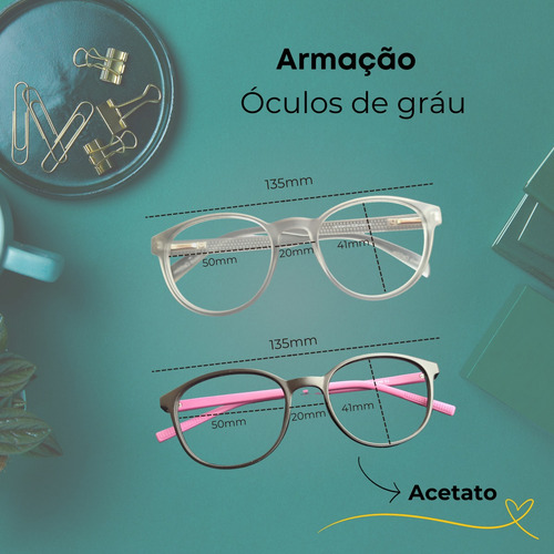 Armações Óculos Para Grau Redondo Retrô Kit 2 Unid