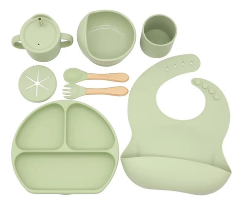 Set De Alimentación Bebe Silicona 8pcs