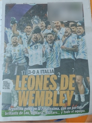 Diario Olé Argentina Campeón Vs Italia Finalisima