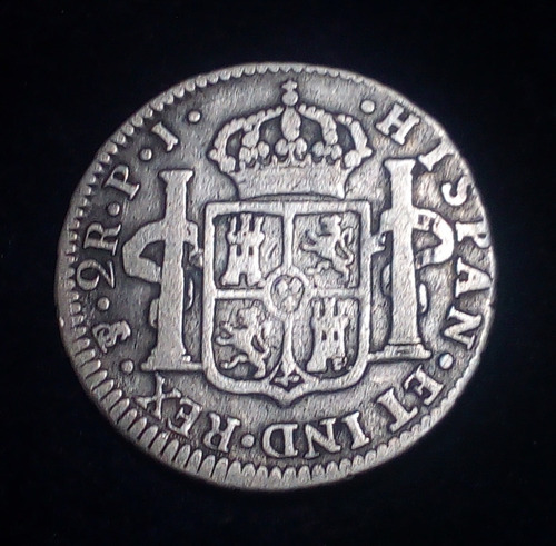 Moneda Potosi 2 Reales 1808. Carlos Iiii, Busto. Plata (Usado)