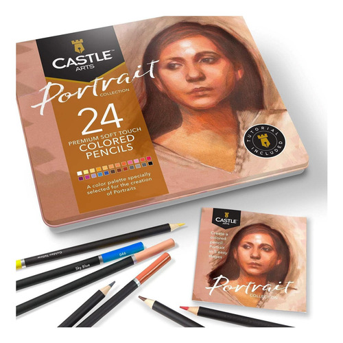 Conjunto De 24 Lápices De Colores Castle Arts Retrato