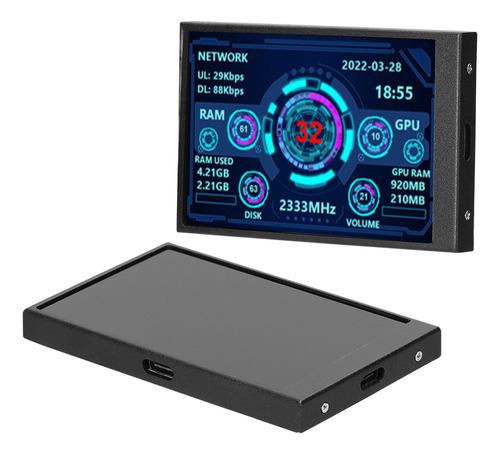 Monitor Usb.. 5 Ips, Tela De Cpu, Gpu, Ram, Hdd, Versão Hori