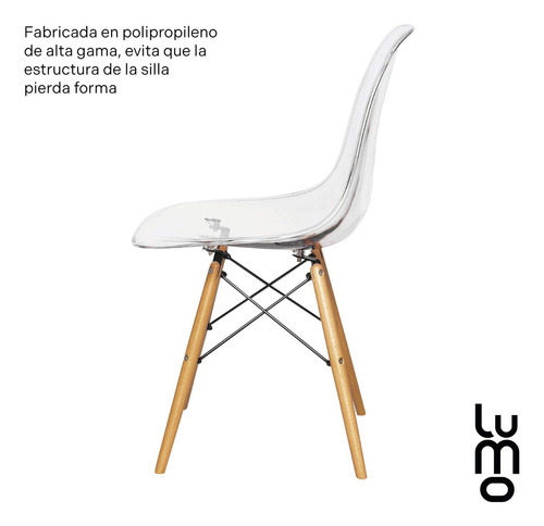 Set 2 Sillas Comedor Crystal Tipo Eames Transparentes Ghost Estructura de la silla Marrón claro Asiento Transparente Diseño de la tela N/A