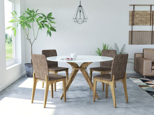 Conjunto Sala De Jantar Brigatto Mesa Com 4 Cadeiras Avelã