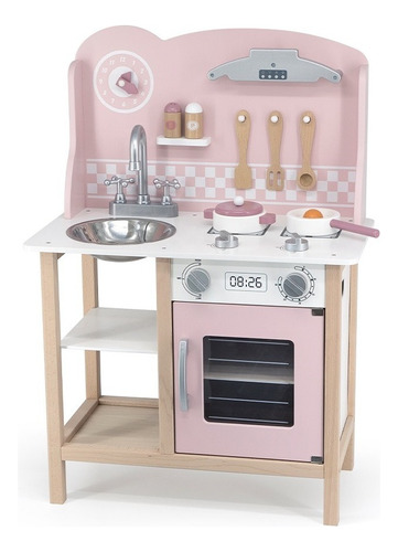 Cocina Infantil Polar B En Madera Color Rosa