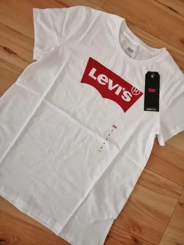 Levis Mujer Blanca Logo Rojo Original