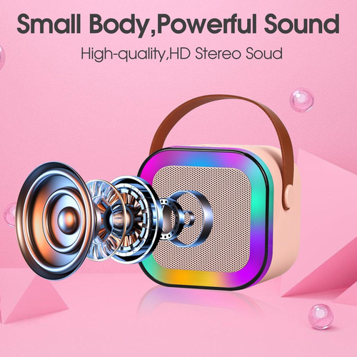 Mini Altavoz Portátil Karaoke Bluetooth Con Dos Micrófonos