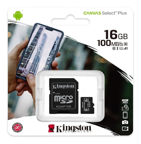 Memoria Micro Sd Kingston 16gb Canvas Select Plus 100 Mb/s