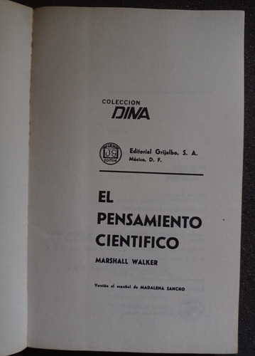 El Pensamiento Científico - Walker, Marshall (Usado)