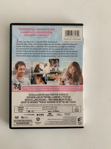 The Back Up Plan / Plan B Película Dvd (Usado)