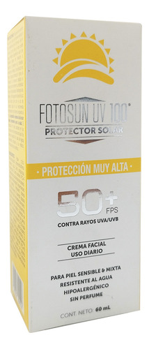 Protector Solar Fotosun Uv 100 50+fps 60ml Facial