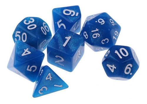 4 Dados Poliédricos 7pcs Para Mazmorras Y Dragones Azul