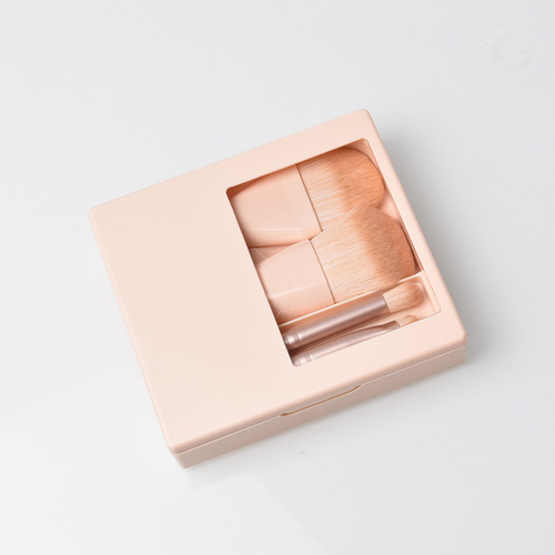 Brocha De Maquillaje De Viaje Con Espejo Para Cabello Suave
