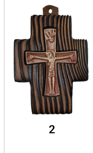 Crucifijo Moderno - Cruz De Madera Quemada - 17 Cm -