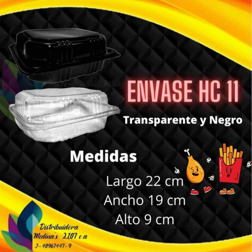 Envase Contenedor Hc-11 Negro X 100 Unid